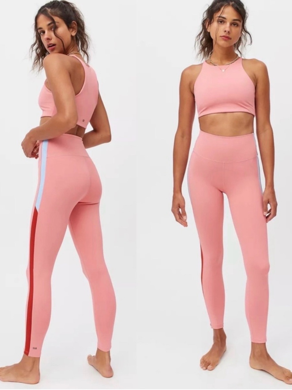 SPLITS59 Claudia High-Waist Techflex 7/8 Legging Pink Blue Colorblock size Small